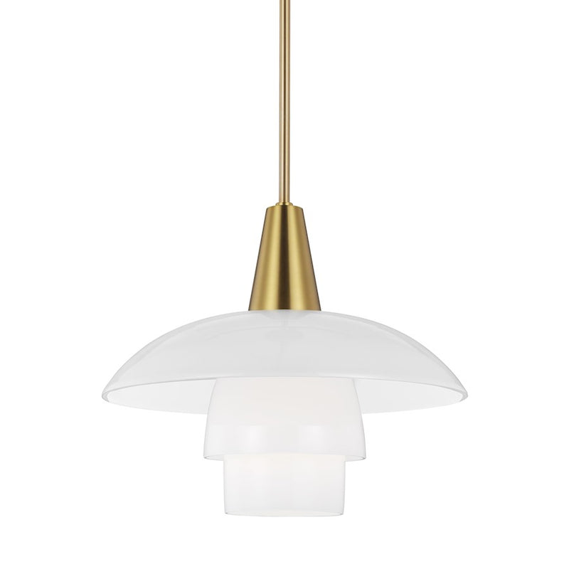 Visual Comfort Studio Rossie 1 Light Pendant, BB/Milk White