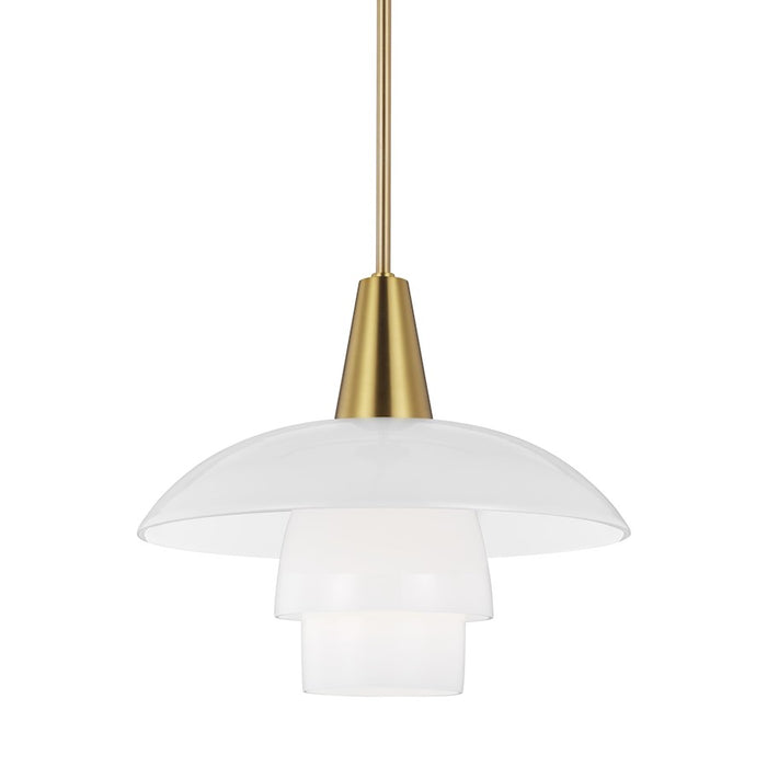 Visual Comfort Studio Rossie 1 Light Pendant, BB/Milk White