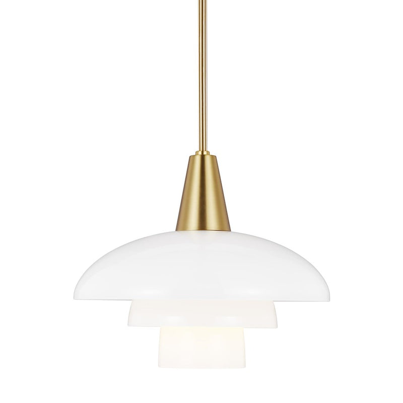 Visual Comfort Studio Rossie 1 Light Pendant, BB/Milk White