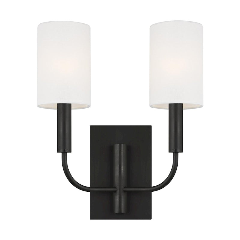 Visual Comfort Studio Brianna 2 Light Wall Bath, AgIron/White