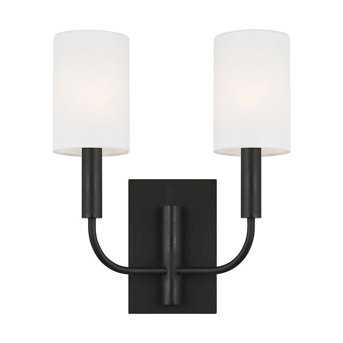Visual Comfort Studio Brianna 2 Light Wall Bath, AgIron/White