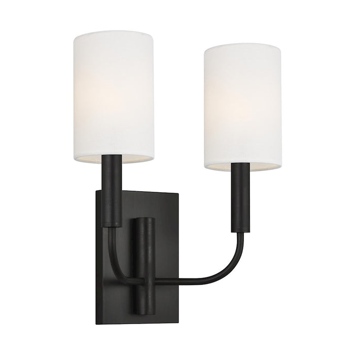 Visual Comfort Studio Brianna 2 Light Wall Bath, AgIron/White