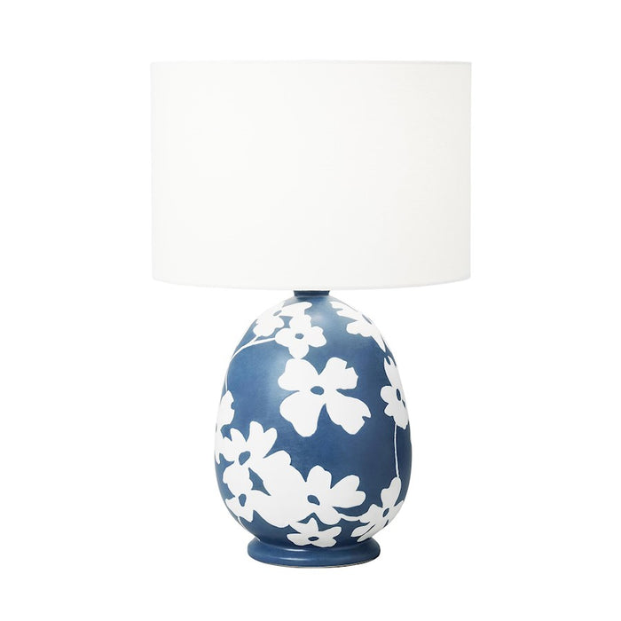 Visual Comfort Studio Lila 1-Lt Table Lamp, Semi Navy Blue/White