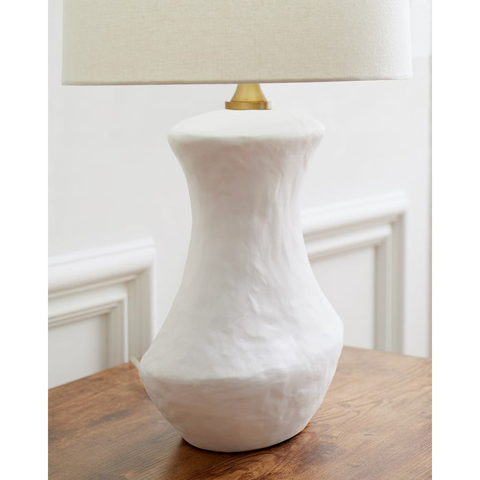 Visual Comfort Studio Bone 1 Light Table Lamp, White Ceramic/White