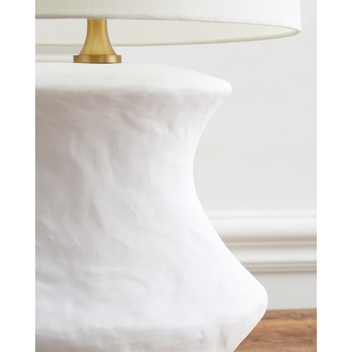 Visual Comfort Studio Bone 1 Light Table Lamp, White Ceramic/White