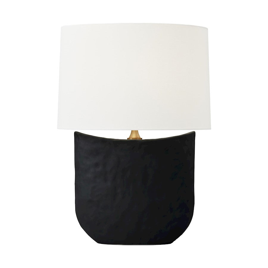 Visual Comfort Studio Cenotes 1-Lt Table Lamp, Rough BK Ceramic/WH - HT1031RBC1