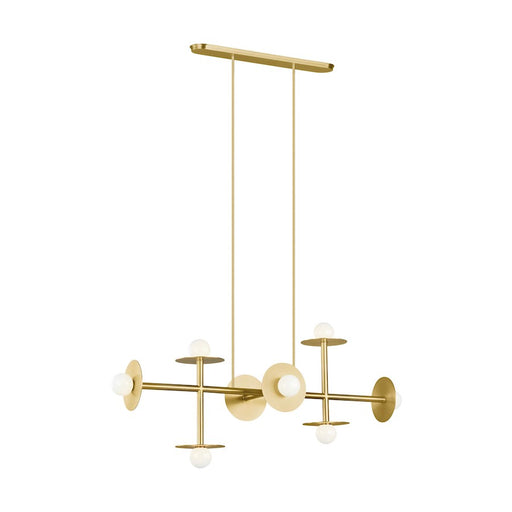 Visual Comfort Studio Nodes 8-Lt Large Linear Chandelier, Brass/Milk - KC1008BBS