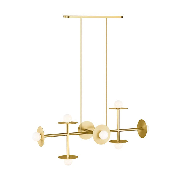 Visual Comfort Studio Nodes 8-Lt Large Linear Chandelier, Brass/Milk