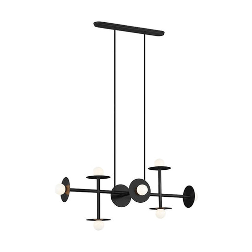 Visual Comfort Studio Nodes 8-Lt Large Linear Chandelier, Black/Milk - KC1008MBK