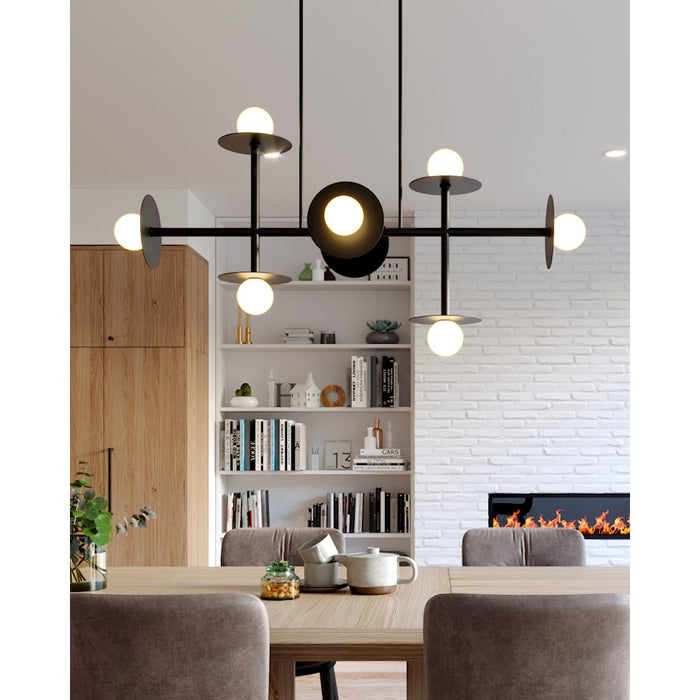 Visual Comfort Studio Nodes 8-Lt Large Linear Chandelier, Black/Milk