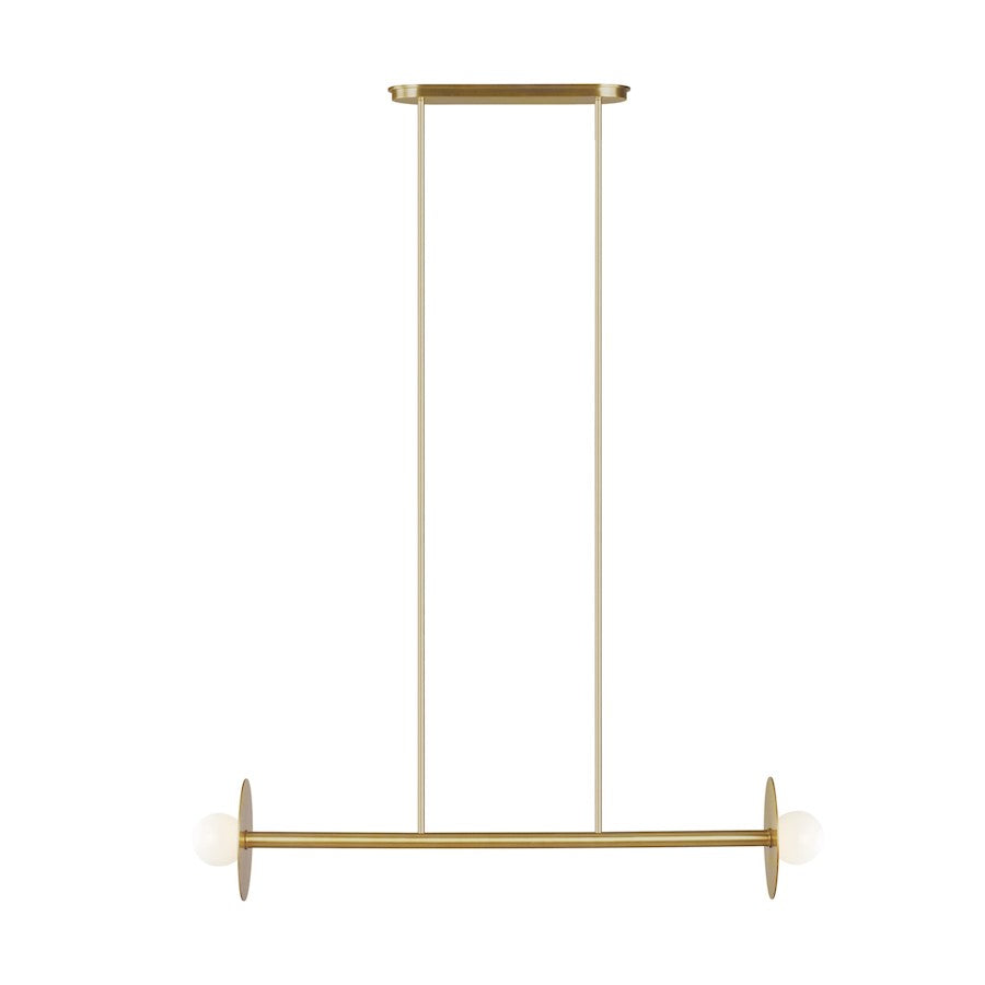 Visual Comfort Studio Nodes 2-Lt Linear Chandelier, Brass/Milk White - KC1012BBS