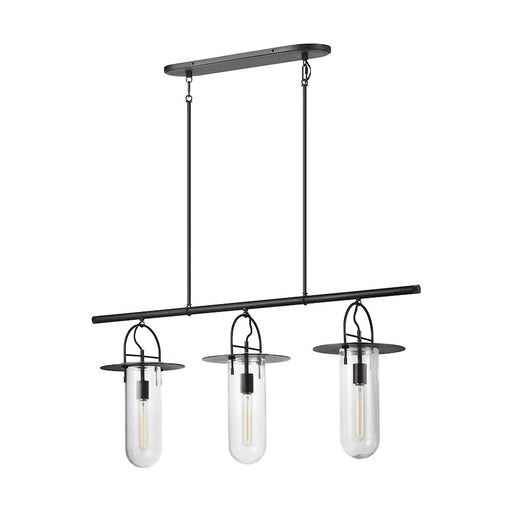 Visual Comfort Studio Nuance 3 Light Linear Chandelier, Iron/Clear - KC1023AI