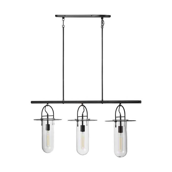 Visual Comfort Studio Nuance 3 Light Linear Chandelier, Iron/Clear