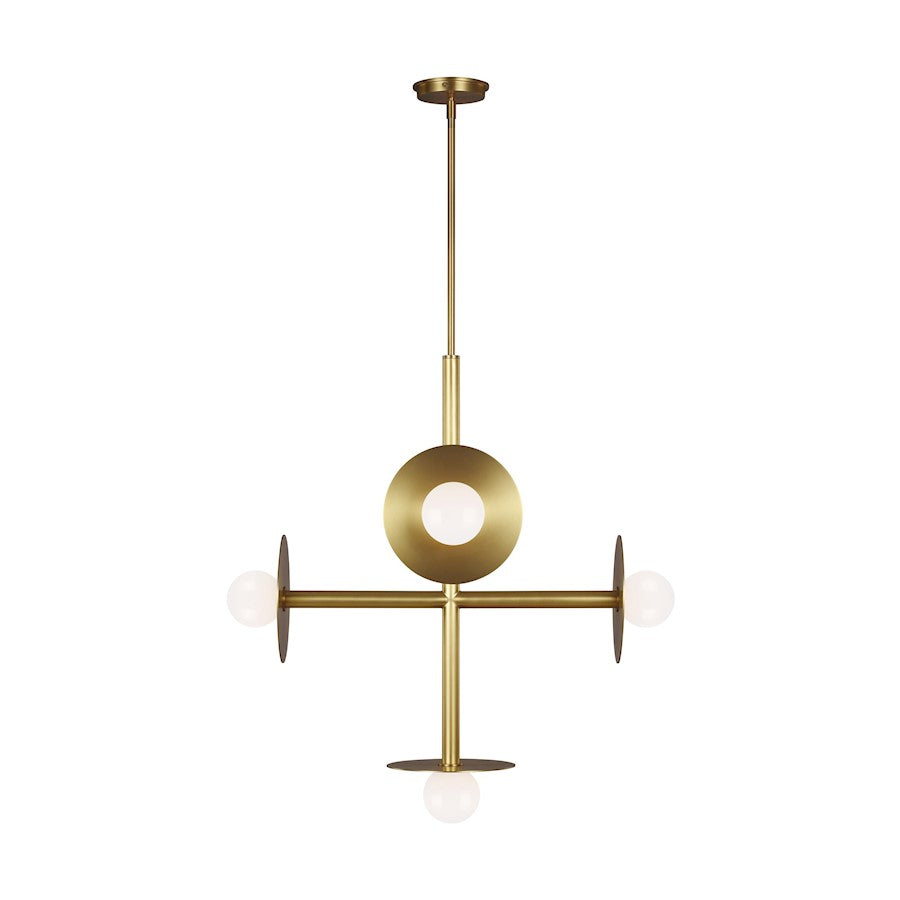 Visual Comfort Studio Nodes 5-Lt Large Chandelier, Brass/Milk White - KC1035BBS