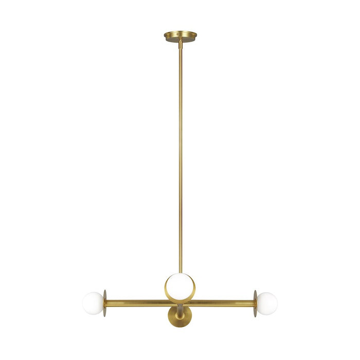 Visual Comfort Studio Nodes 4-Lt Wide Chandelier, Brass/Milk White - KC1064BBS