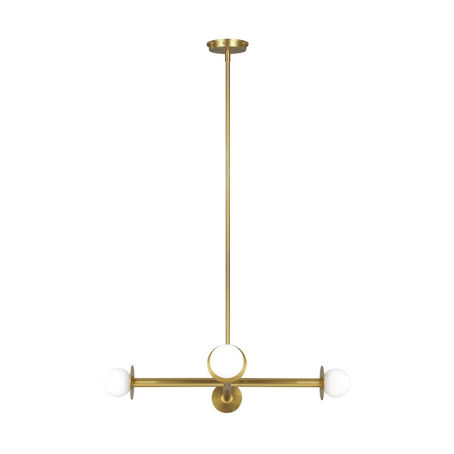 Visual Comfort Studio Nodes 4-Lt Wide Chandelier, Brass/Milk White - KC1064BBS