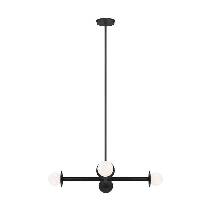 Visual Comfort Studio Nodes 4-Lt Wide Chandelier, Black/Milk White - KC1064MBK