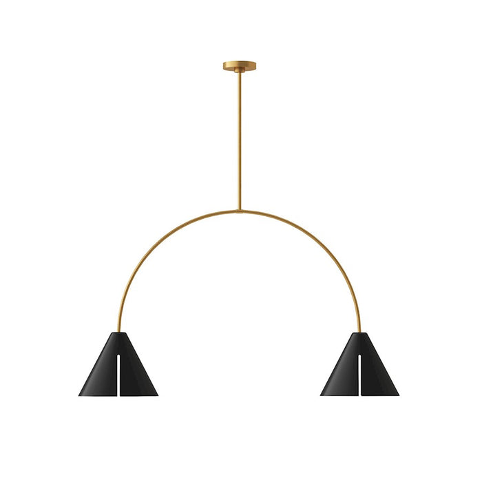 Visual Comfort Studio Cambre 2-Lt Linear Chandelier, BK/BS - KC1102MBKBBS-L1