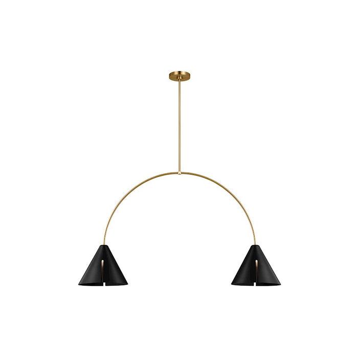 Visual Comfort Studio Cambre 2-Lt Linear Chandelier, BK/BS