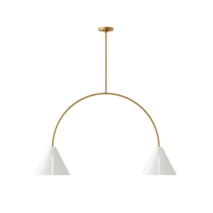 Visual Comfort Studio Cambre 2-Lt Linear Chandelier, WH/BS - KC1102MWTBBS-L1