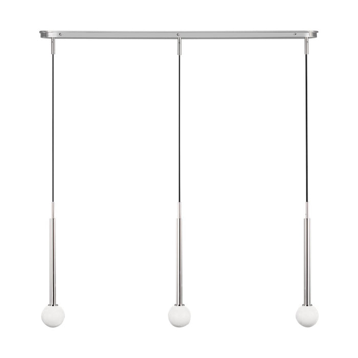 Visual Comfort Studio Nodes 3Lt Chandelier, Polished Nickel/Milk