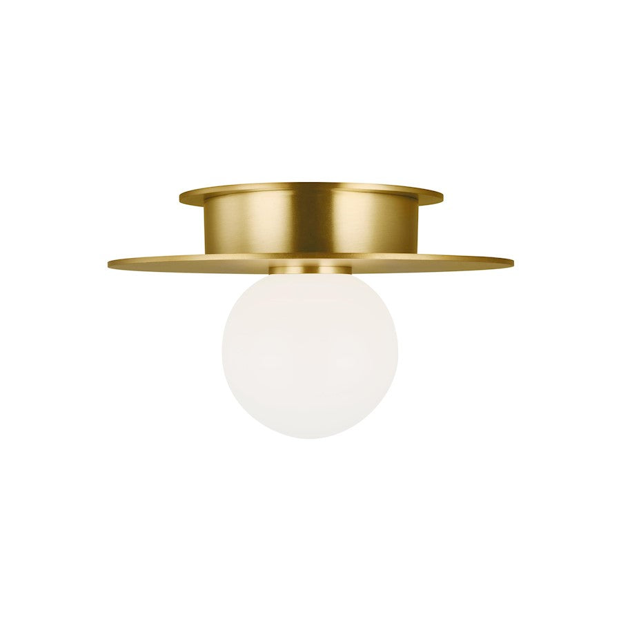 Visual Comfort Studio Nodes 1 Light Small Flush, Brass/Milk White - KF1001BBS