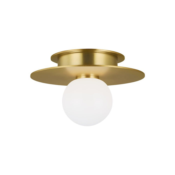 Visual Comfort Studio Nodes 1 Light Small Flush, Brass/Milk White