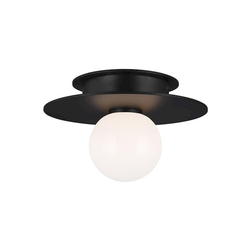 Visual Comfort Studio Nodes 1 Light Small Flush, Black/Milk White