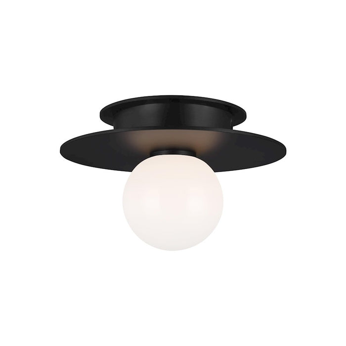 Visual Comfort Studio Nodes 1 Light Small Flush, Black/Milk White