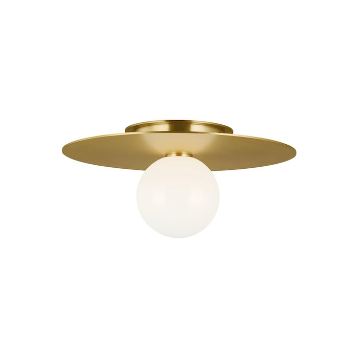 Visual Comfort Studio Nodes 1 Light Med Flush, Brass/Milk White