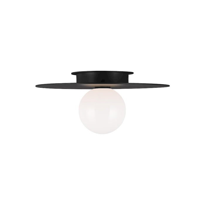 Visual Comfort Studio Nodes 1 Light Med Flush, Black/Milk White - KF1011MBK