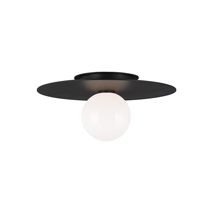 Visual Comfort Studio Nodes 1 Light Med Flush, Black/Milk White