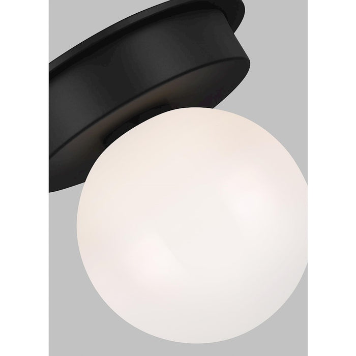 Visual Comfort Studio Nodes 1 Light Med Flush, Black/Milk White