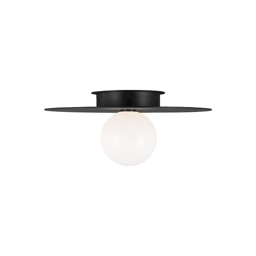 Visual Comfort Studio Nodes 1 Light Large Flush, Black/Milk White - KF1021MBK