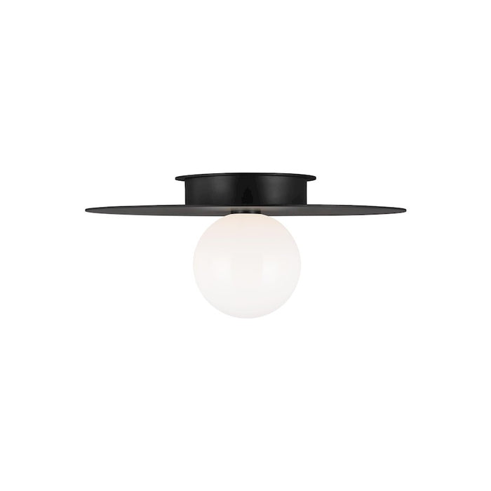 Visual Comfort Studio Nodes 1 Light Large Flush, Black/Milk White - KF1021MBK