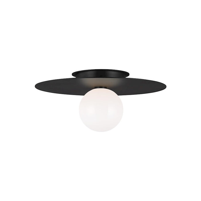 Visual Comfort Studio Nodes 1 Light Large Flush, Black/Milk White