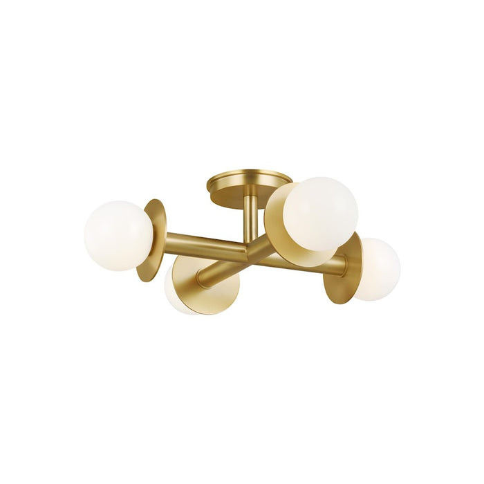 Visual Comfort Studio Nodes 4 Light Semi-Flush, Brass/Milk White