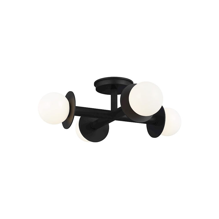 Visual Comfort Studio Nodes 4 Light Semi-Flush, Black/Milk White