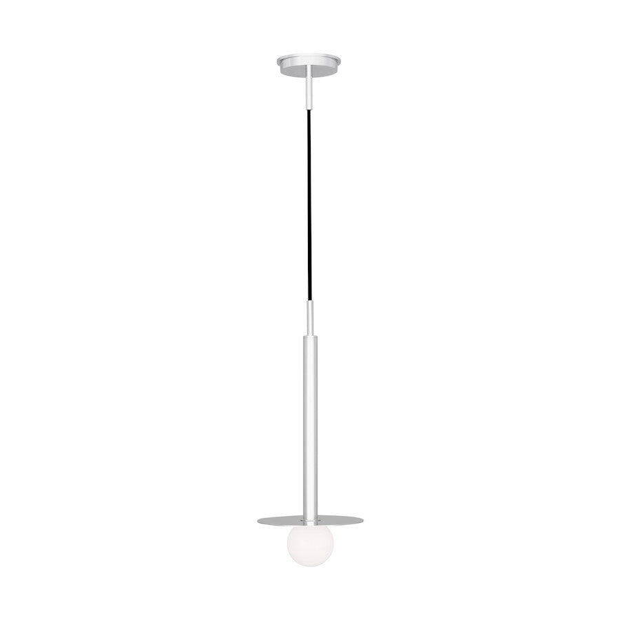 Visual Comfort Studio Nodes 1-Lt Short Pendant, Pol Nickel/White - KP1001PN