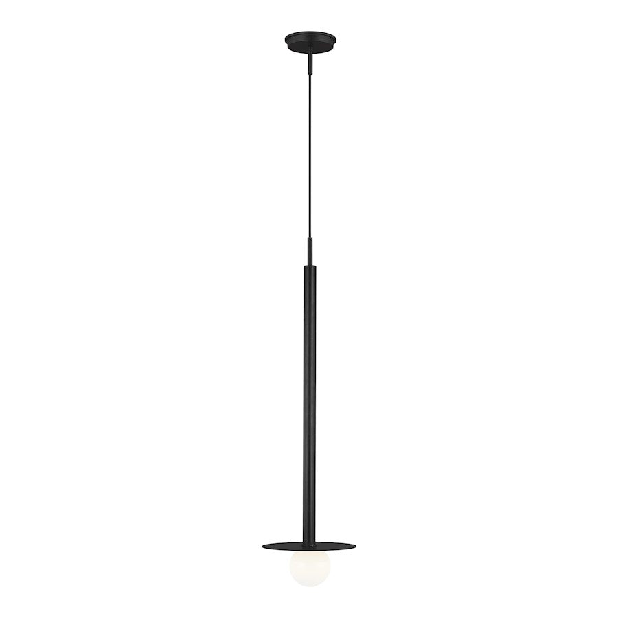 Visual Comfort Studio Nodes 1-Lt Tall Pendant, Midnight/Milk White - KP1011MBK