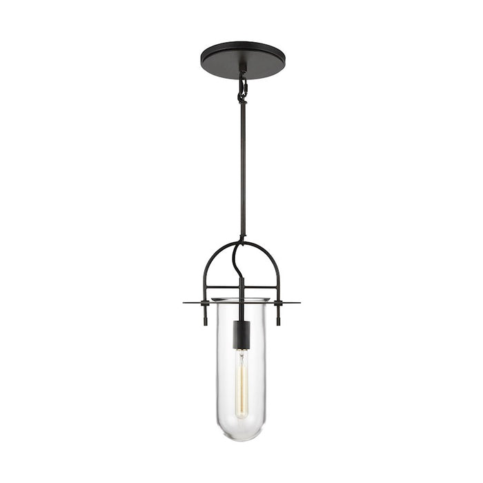 Visual Comfort Studio Nuance 1 Light Medium Pendant, Aged Iron/Clear - KP1021AI