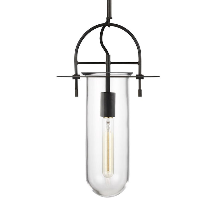 Visual Comfort Studio Nuance 1 Light Medium Pendant, Aged Iron/Clear