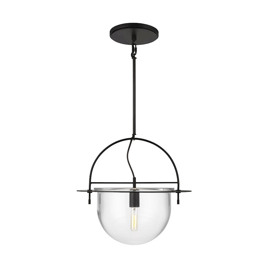 Visual Comfort Studio Nuance 1 Light Large Pendant, Aged Iron/Clear - KP1031AI