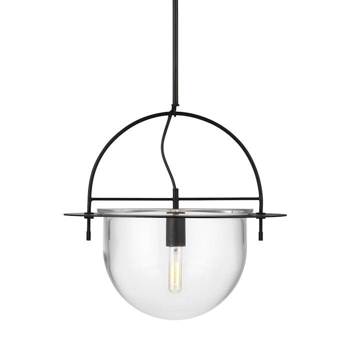 Visual Comfort Studio Nuance 1 Light Large Pendant, Aged Iron/Clear