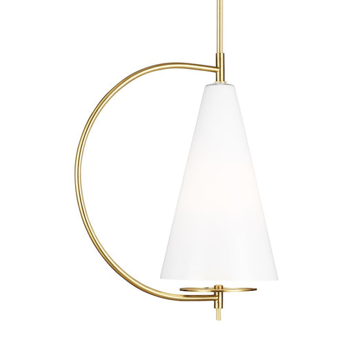 Visual Comfort Studio Gesture 1 Light Tall Pendant, Brass/Milk White
