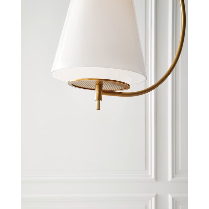 Visual Comfort Studio Gesture 1 Light Tall Pendant, Brass/Milk White