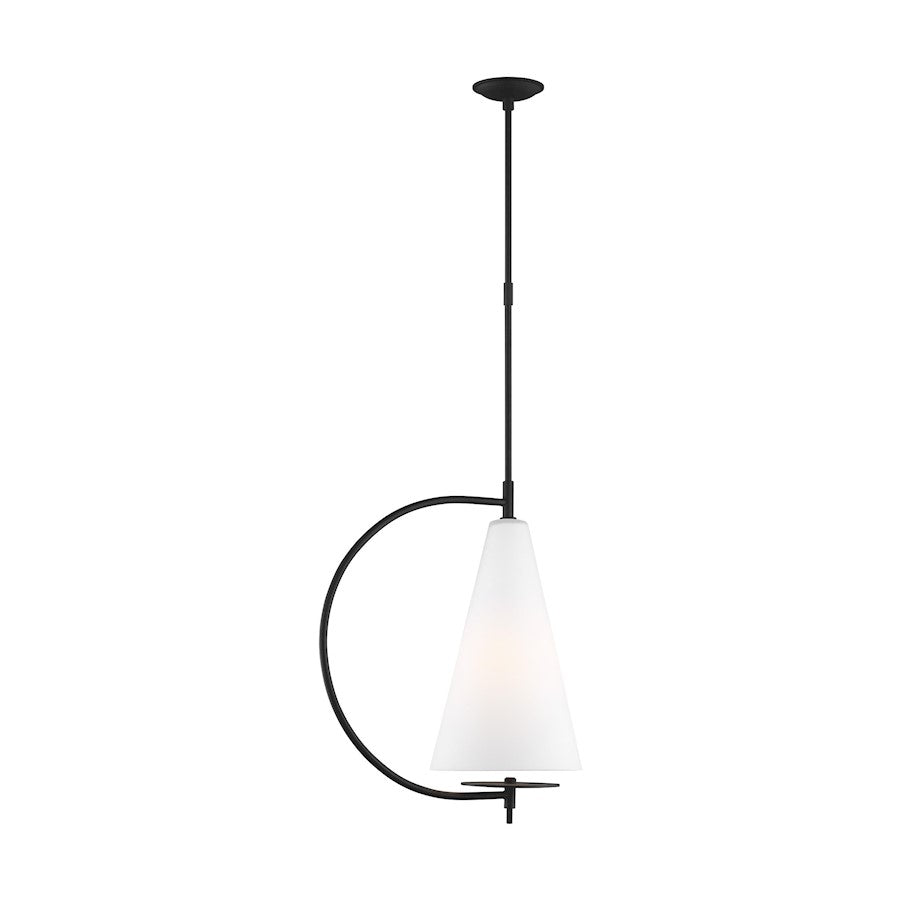 Visual Comfort Studio Gesture 1-Lt Tall Pendant, Midnight/Milk White - KP1041MBK