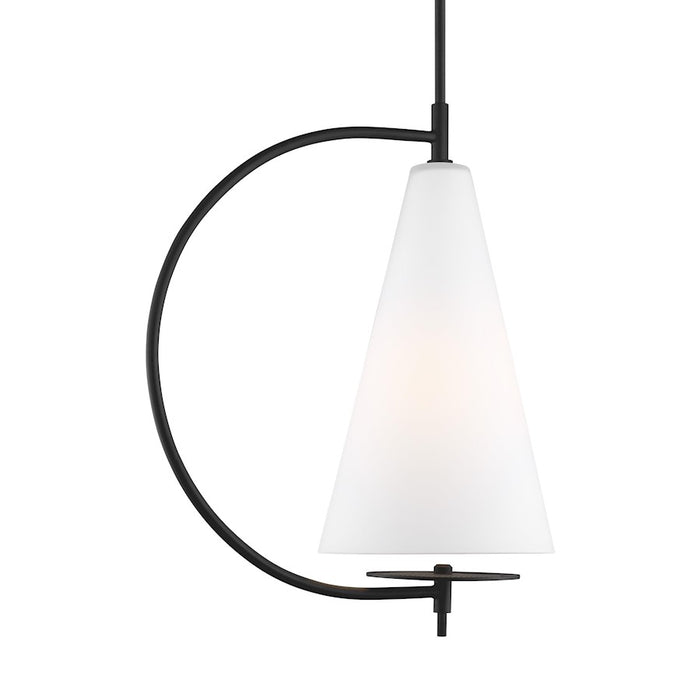 Visual Comfort Studio Gesture 1-Lt Tall Pendant, Midnight/Milk White