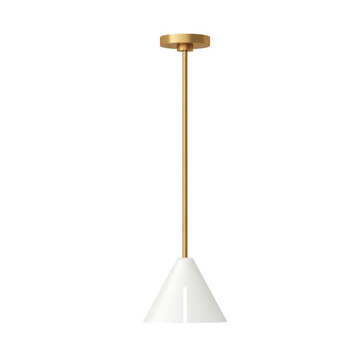 Visual Comfort Studio Cambre 1-Lt Small Pendant, White/Brass - KP1121MWTBBS-L1