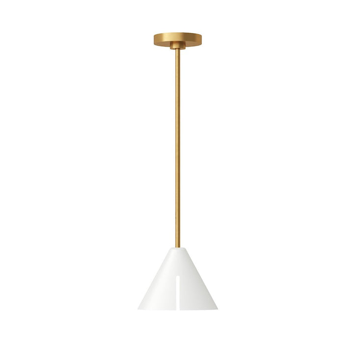 Visual Comfort Studio Cambre 1-Lt Small Pendant, White/Brass - KP1121MWTBBS-L1